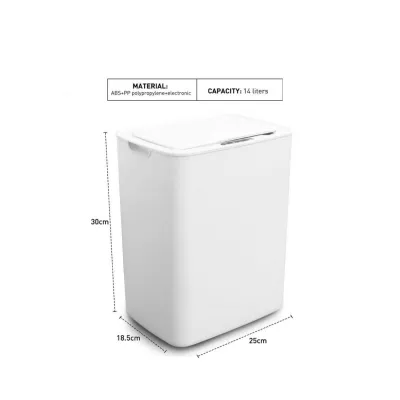 Cos de gunoi automat cu senzor, pentru bucatarie sau baie, capacitate 14 l, reincarcabil cu usb, Victronic CG3903 (alb)