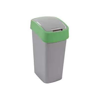 Coș de gunoi Curver® FLIP BIN 10L, gri argintiu/verde