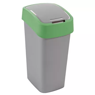 Coș de gunoi Curver® FLIP BIN 50L, gri argintiu/verde