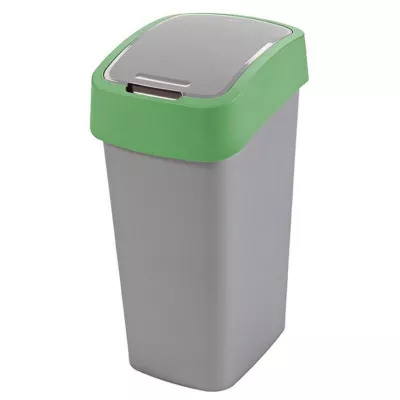 Menaj - Coș de gunoi Curver® FLIP BIN 50L, gri argintiu/verde, hectarul.ro