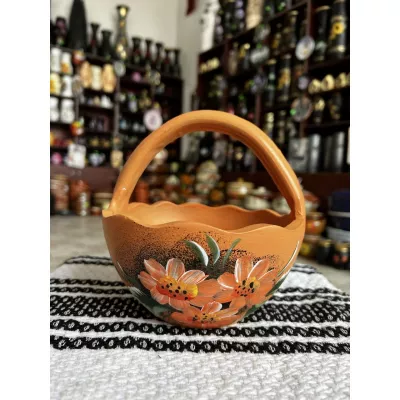 Coș din ceramica portocaliu