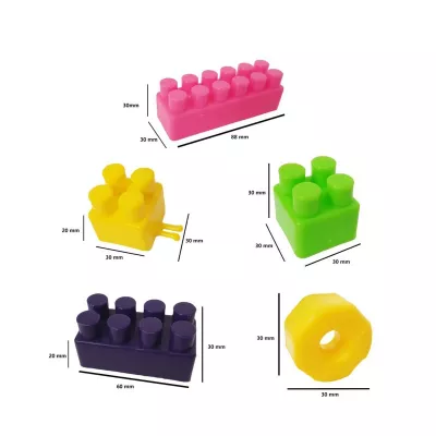 Cuburi de constructie din plastic, multicolore, in saculet, 140 piese HT 1042