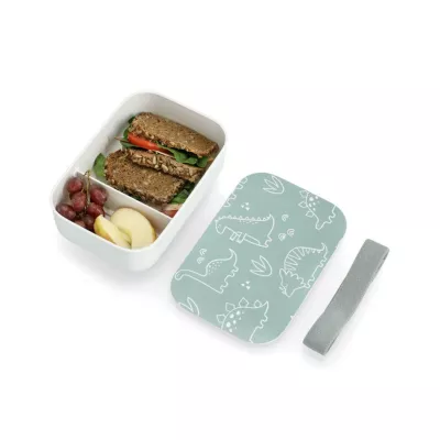 Bucatarie - Cutie pentru sandwich, 750 ml, din plastic, alb/vernil Lunch box Dino Zeller, hectarul.ro