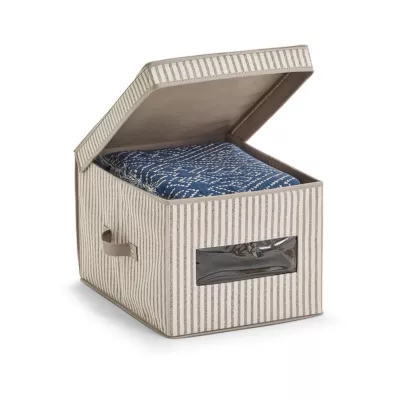 Mobilier interior - Cutie textila cu capac 30 x 39,5 x 25 cm, bej, Stripes Zeller, hectarul.ro