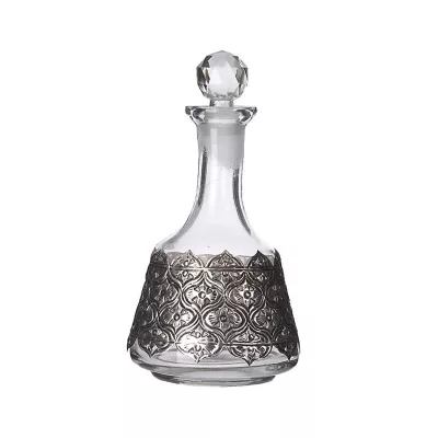 Decantor din sticla pentru bauturi cu ornament metalic Inart