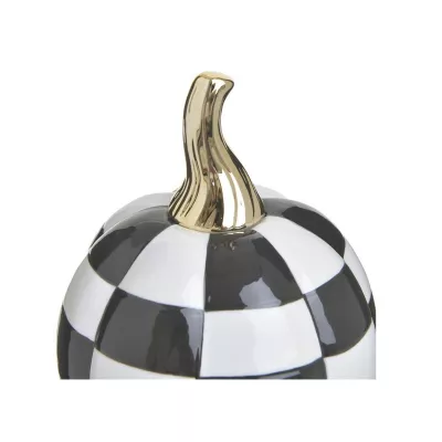 Decoratiune alb/negru din ceramica dovleac Φ14X18 Checkers Inart