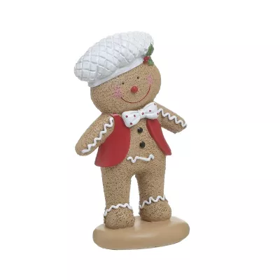 Decoratiune Craciun din lemn Bow tie Gingerbread man 16 cm Inart