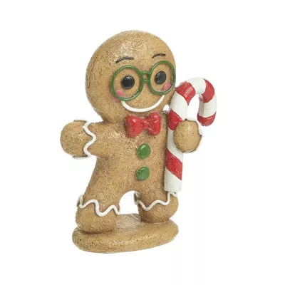 Decoratiuni de Craciun - Decoratiune Craciun din polirasina Candy stick Gingerbread Man 13 cm Inart, hectarul.ro