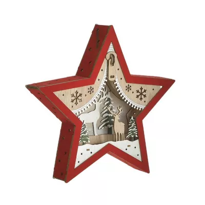 Decoratiuni de Craciun - Decoratiune de perete luminoasa din MDF 31Χ5Χ31 XMAS Star Inart, hectarul.ro