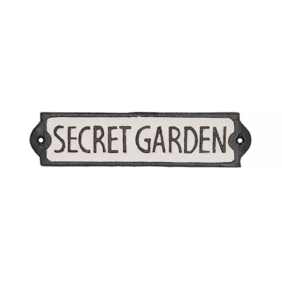 Decoratiune metalica de usa alb/negru 21,2 x H 5,1 cm "Secret Garden"