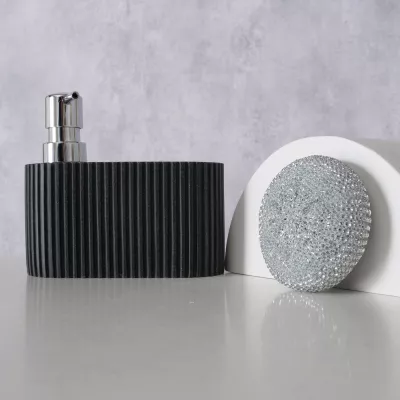 Bucatarie - Dispenser detergent lichid cu suport burete, negru, din plastic,  Jiro Boltze, hectarul.ro