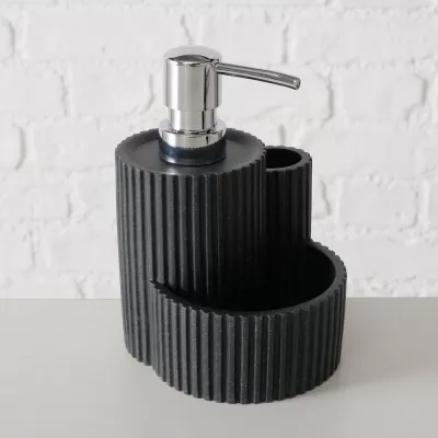 Bucatarie - Dispenser detergent lichid cu suport burete si perie, negru, din plastic, Jiro Boltze, hectarul.ro