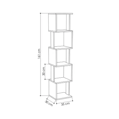 Mobilier interior - Etajera alb / gri din PAL melaminat 161 cm Piri Decortie, hectarul.ro