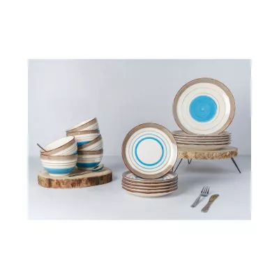 Bucatarie - Farfurie albastru/multi din material ceramic Ø19,5 cm Larissa Cosy&Trendy, hectarul.ro