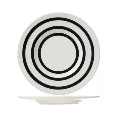 Bucatarie - Farfurie alb/negru din material ceramic Ø22 cm Black Bands Cosy&Trendy, hectarul.ro