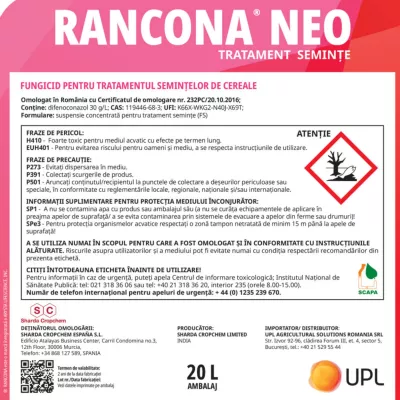 Tratament samanta - Fungicid tratament samanta paioase, RANCONA NEO , 20 litri, hectarul.ro