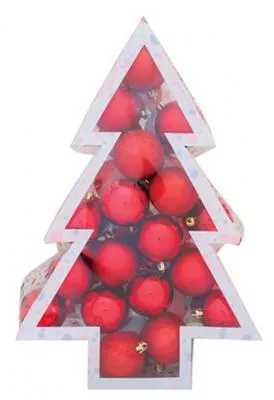 Decoratiuni de Craciun - Globuri de Crăciun MagicHome, 34 buc, roșii, mix, 6 cm, hectarul.ro