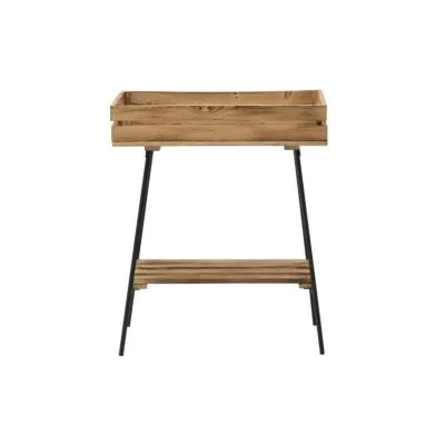 Mobilier interior - Masa cu tavite de lemn Inart, lemn si metal, 60x33x72 cm, natur/negru, hectarul.ro