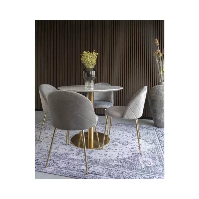 Masa de dining alb/auriu cu aspect de marmura din otel si MDF 90 cm Bolzano House Nordic