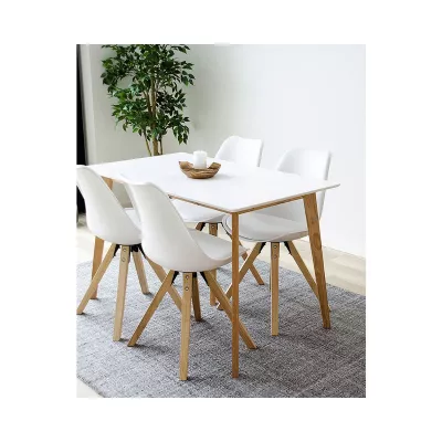 Mobilier interior - Masa de dining alb/maro din MDF si lemn de hevea 120 x 70 cm Vojens House Nordic, hectarul.ro