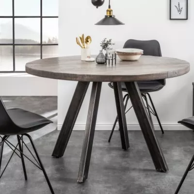 Mobilier interior - Masa de dining gri din lemn de mango 120 cm Iron Craft Invicta, hectarul.ro