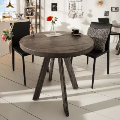 Mobilier interior - Masa de dining gri din lemn de mango 80 cm Iron Craft Invicta, hectarul.ro