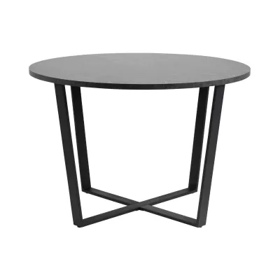 Mobilier interior - Masa de dining neagra din MDF melaminat si otel Ø110 cm Amble Actona, hectarul.ro