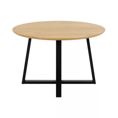 Mobilier interior - Masa de dining rotunda, maro/negru, din MDF furniruit Ø120 cm Malika Actona, hectarul.ro