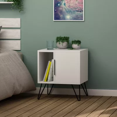 Mobilier interior - Noptiera alba din PAL melaminat Glynn Decortie, hectarul.ro