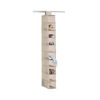 Mobilier interior - Organizator suspendat pentru dulap, 10 compartimente, bej din material textil Stripes Zeller, hectarul.ro