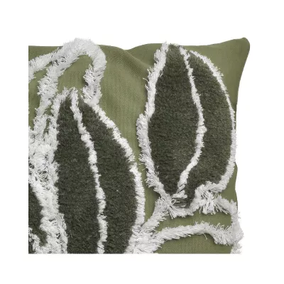 DECORATIUNI INTERIOR - Perna decorativa verde/alb din poliester 45X45 cm Leaves Inart, hectarul.ro
