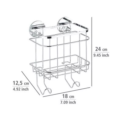 Polita argintie din inox pentru accesorii de baie 18 x 24 x 12,5 cm, Edelstahl Wenko