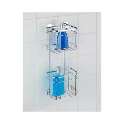 Polita argintie din inox pentru accesorii de baie 18 x 47,5 x 12,5 cm, Edelstahl Wenko