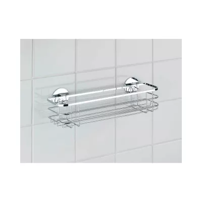 Polita argintie din inox pentru accesorii de baie 38 x 11 x 10,5 cm Maxi Wenko