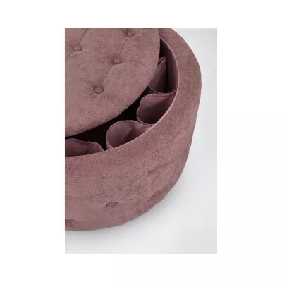 Mobilier interior - Pouf roz vintage din tesatura poliester, lemn de pin si MDF Ø 70 cm, Ernestine Bizzotto, hectarul.ro