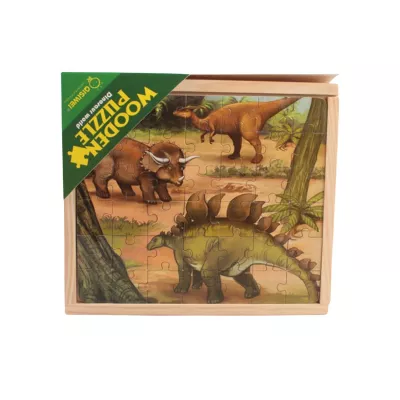 Jucarii interior - Puzzle 3 in 1 din lemn in cutie cu tematica – Dinozauri, WD 9002D, hectarul.ro