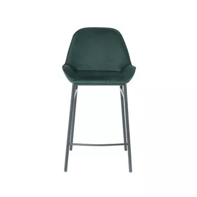 Mobilier interior - Scaun de bar cu cadru metalic fix si sezut textil din catifea de culoare verde smarald , 52x49x94.5 cm Y1851, hectarul.ro