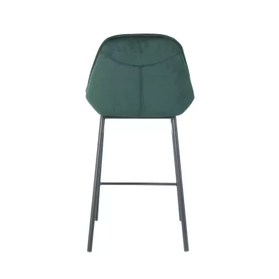 Scaun de bar cu cadru metalic fix si sezut textil din catifea de culoare verde smarald , 52x49x94.5 cm Y1851