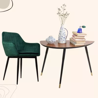 Mobilier interior - Pachet 3+1 Scaun living verde smarald din catifea poliester si metal, fix, CH01 G062-18, hectarul.ro