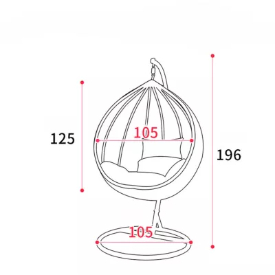 Scaun suspendat tip scoica din ratan, terasa/ balcon, perne maro, cadru otel maro, 105x105x196 cm