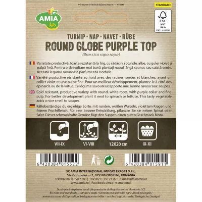 Seminte de legume HOBBY - Seminte Nap Globe Purple Top BIO AMIA 1gr, hectarul.ro