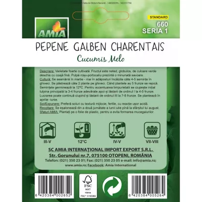 Pepene - Seminte Pepene galben CHARENTAIS A AMIA 1.5gr, hectarul.ro
