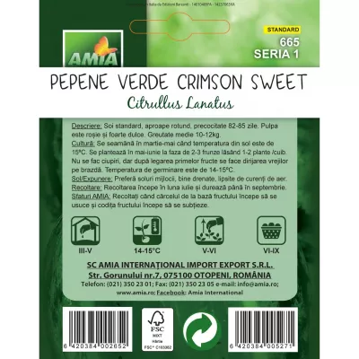 Pepene - Seminte Pepene verde CRIMSON SWEET A AMIA 2gr, hectarul.ro