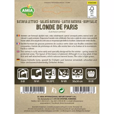 Salata Verde - Seminte Salata Batavia Blonde de Paris BIO AMIA 1.5gr, hectarul.ro