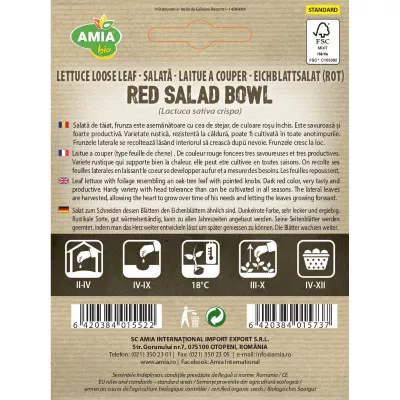 Salata Verde - Seminte Salata Red Salad Bowl BIO AMIA 2.5gr, hectarul.ro