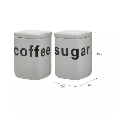 Bucatarie - Set 2 recipiente de depozitare cafea / zahar din portelan 10X10X15 cm Inart, hectarul.ro