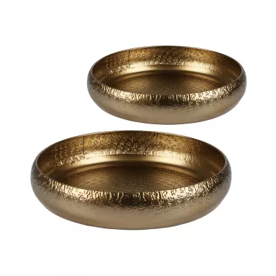 Decoratiuni de interior - Set 2 tavi aurii din metal Ø27,5 cm / Ø34,5 cm Gold Home Urban Living, hectarul.ro