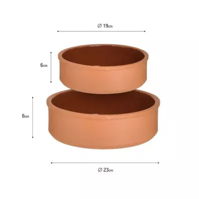 Bucatarie - Set 2 Vase ceramice pentru cuptor, Φ23x6cm, resp Φ19x6 cm, maro, hectarul.ro