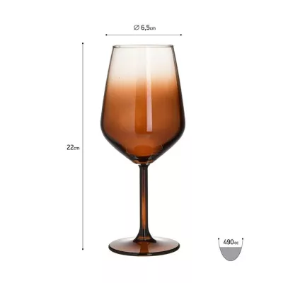 Bucatarie - Set 6 pahare de vin maro-transparent din sticla 490cc Inart, hectarul.ro
