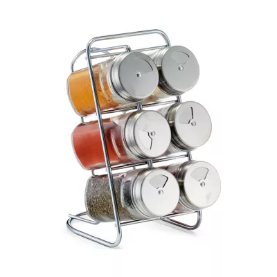 Bucatarie - Set 6 recipiente pentru condimente, cu suport, din sticla, 18 cm, Spice Rack Zeller, hectarul.ro